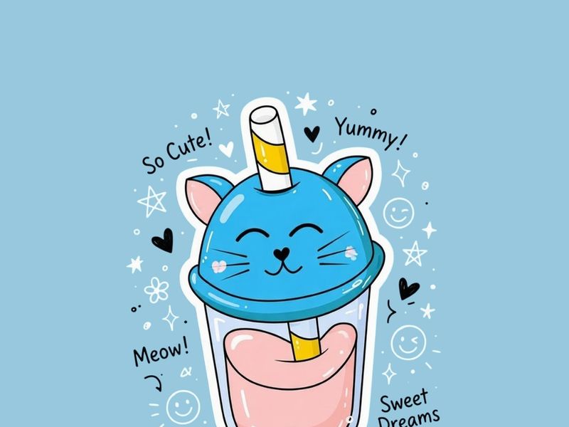 Blue Glass of Juice Cat 