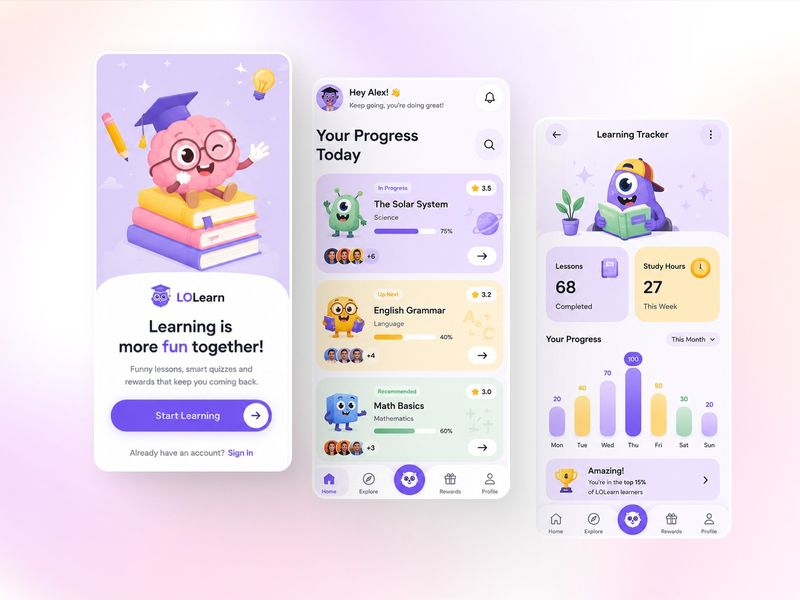 No titleGamified Learning for Modern Students App UI Design