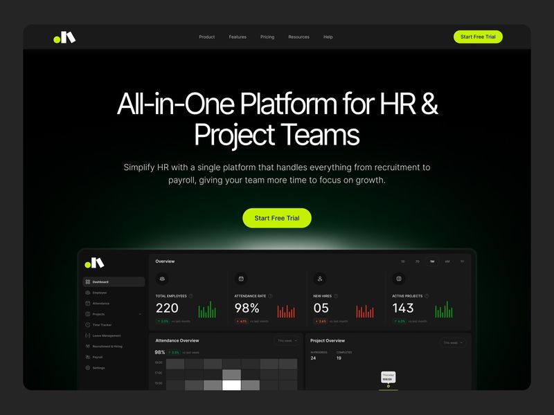 HR SaaS Landing Page UI Design