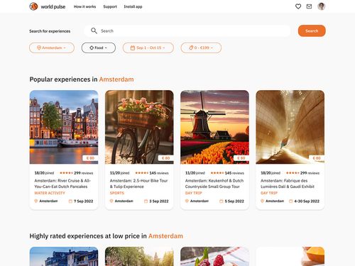 Booking experiences web app on Behance