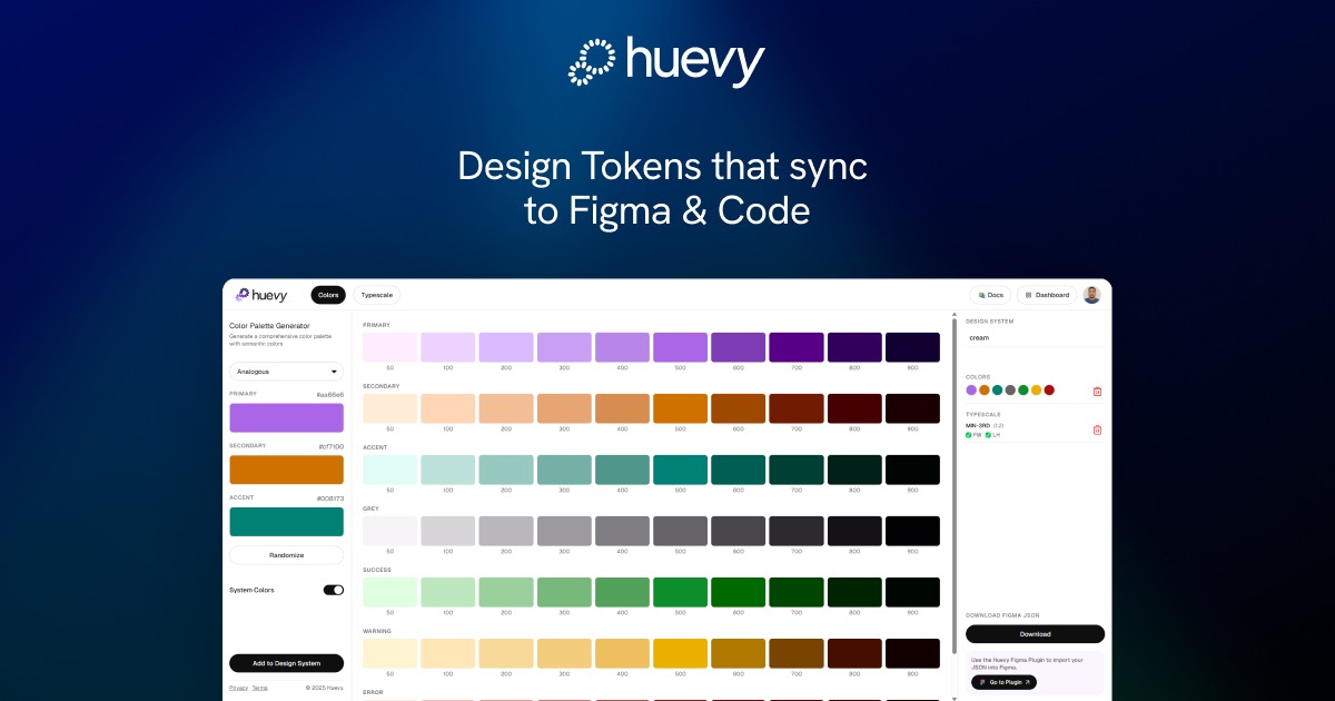 Huevy - Design Tokens that Sync to Figma and Code Image 2