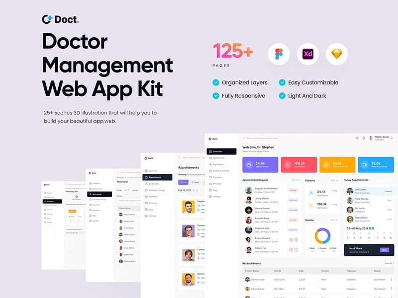 Doctor Management Web App UI Kit - Doct