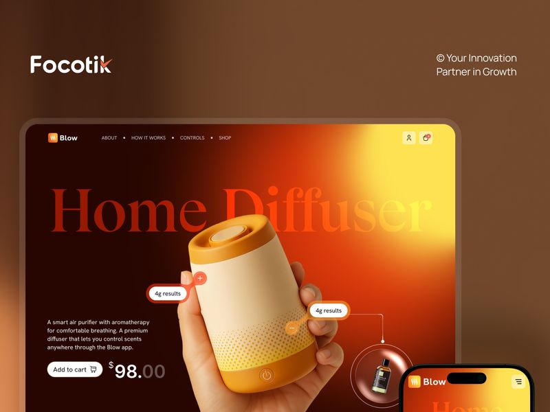 Blow - Automated Diffuser App & Website UI UX CaseStudy