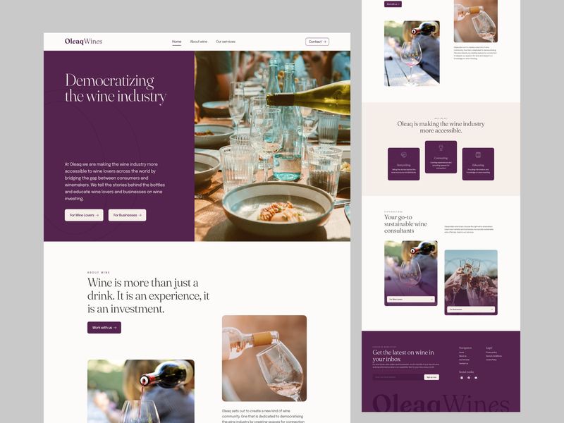 Oleqwines - Landing page design for wine industry.
