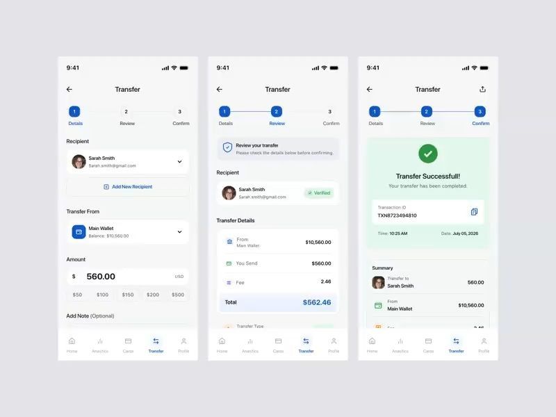 Fintech Money Transfer App UI Design