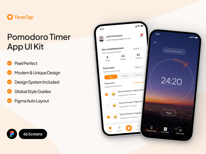 TimerTap - Pomodoro timer app — Figma Resources on UI8