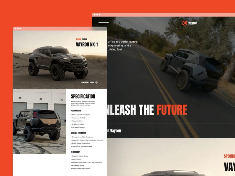 VAYRON — Electric Vehicle Website Template