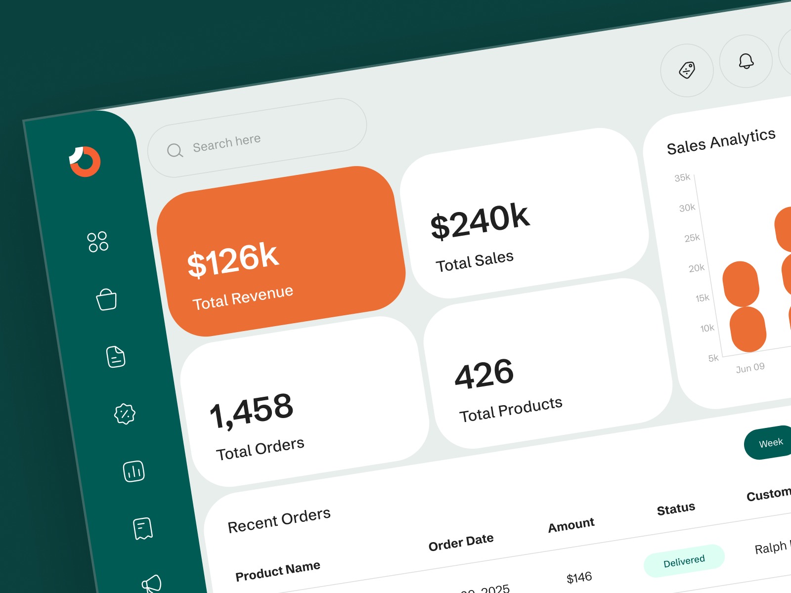 CRM Sales Dashboard UI Design Concept Image 0