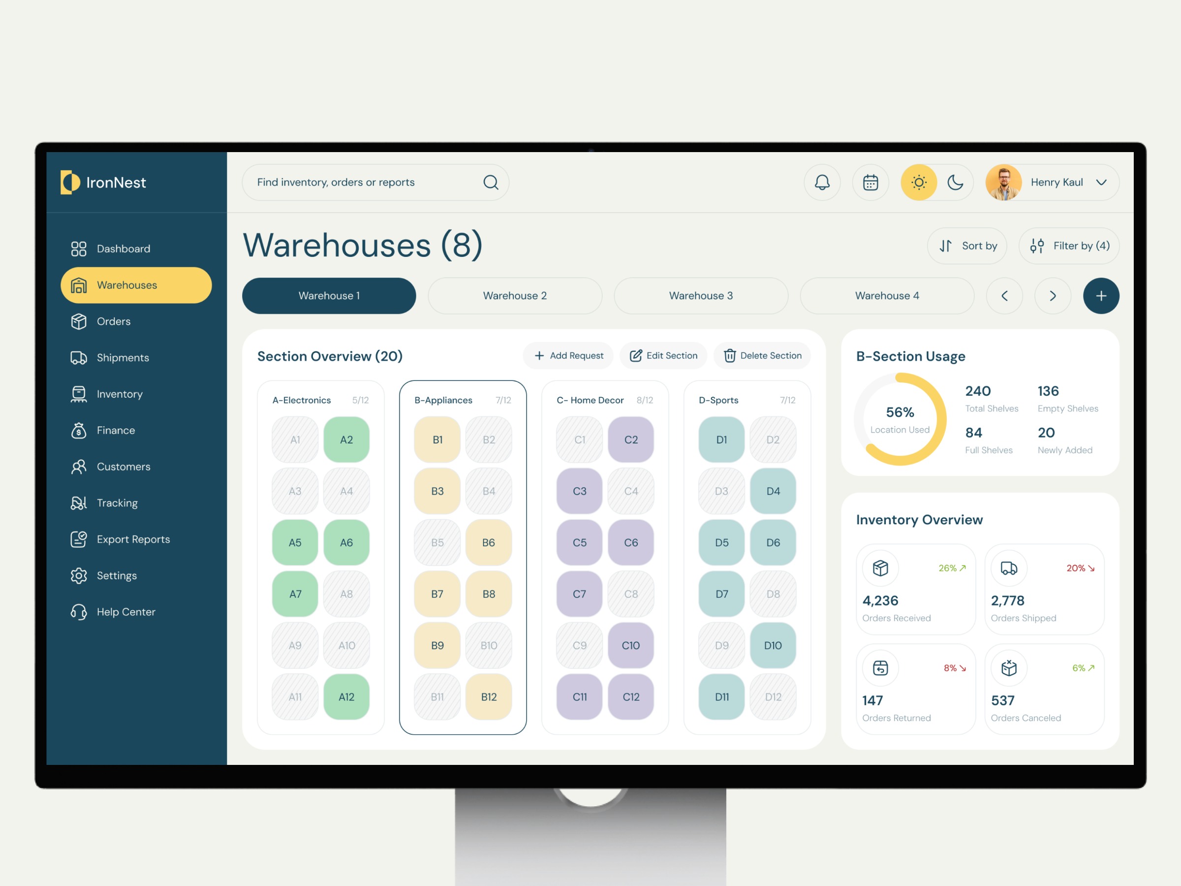 Warehouse Inventory Dashboard UI Design Image 0