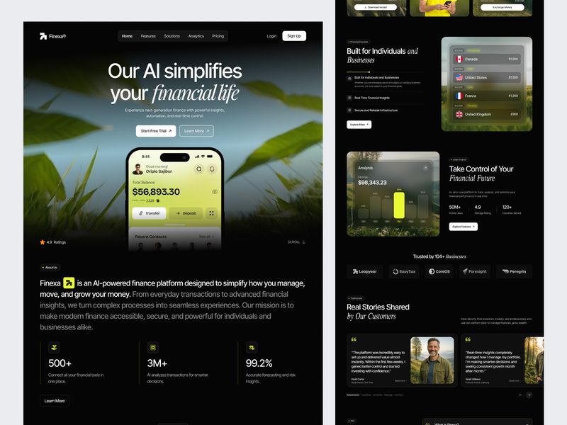 Finance SaaS landing page