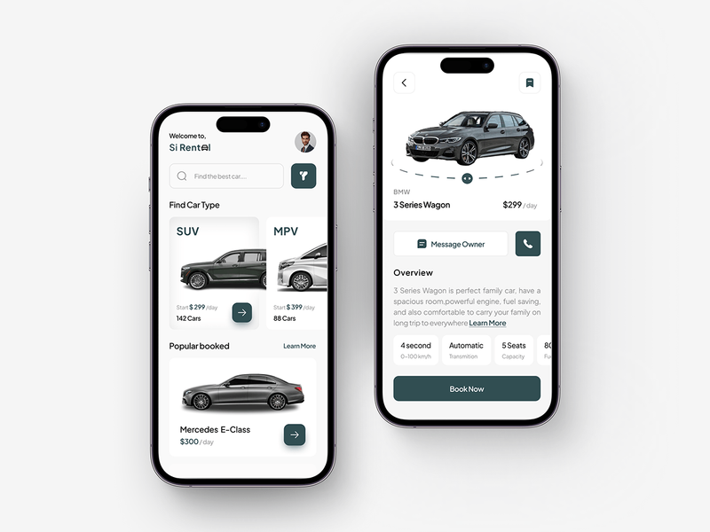 Dealer Showroom Rent Car Mobile UI App