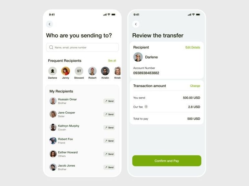 Money Transfer Mobile App Design Does this feel smooth and easy to complete a transfer?
