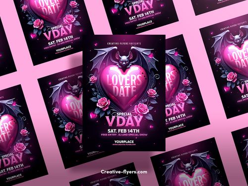 Vday Flyer with Gothic Romantic Theme