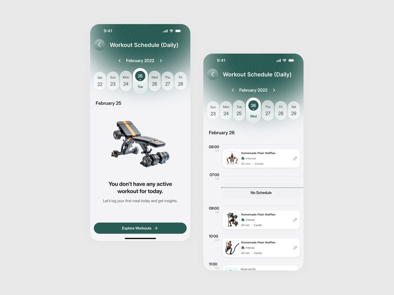 Fitness Nutrition App Design - Workout Schedule 