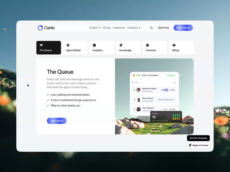 Canto, AI Support Platform Framer Template