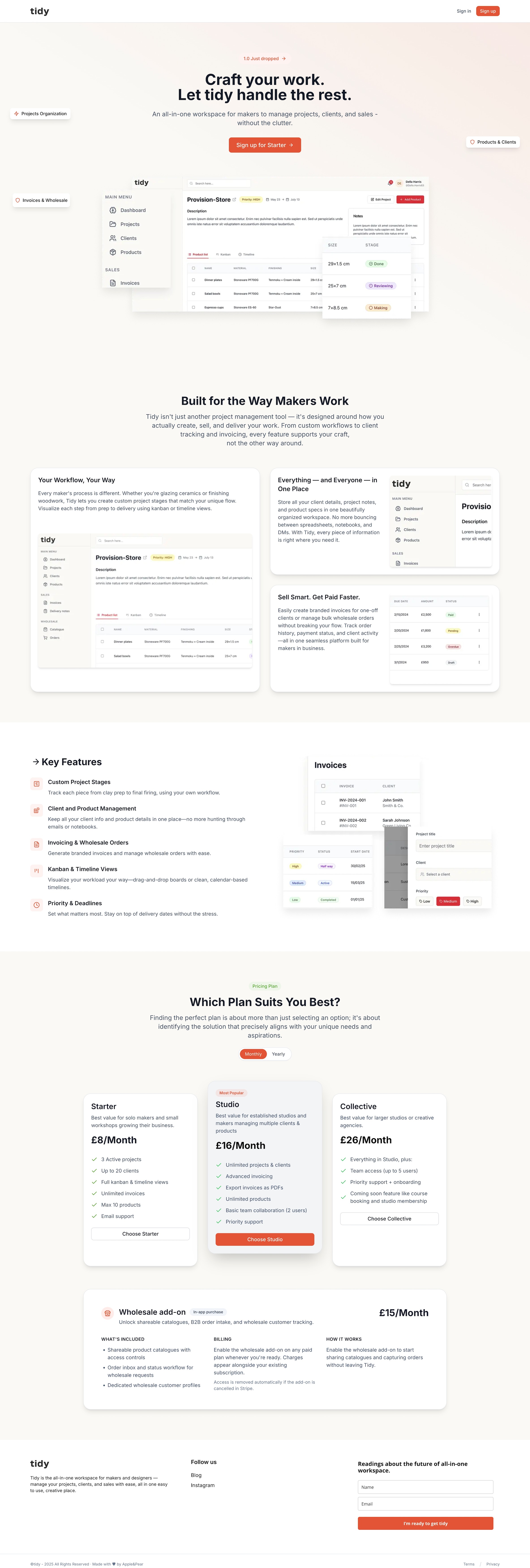 Tidy – All-in-One Workspace for Makers & Small Studios Image 0