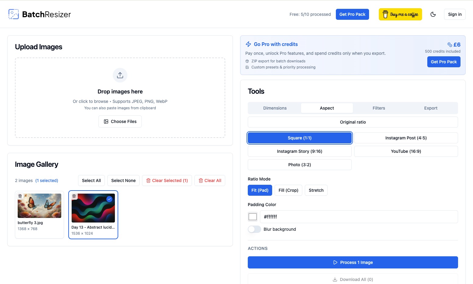 BatchResizer: Fast, Private Batch Image Resizer & Compressor Image 1