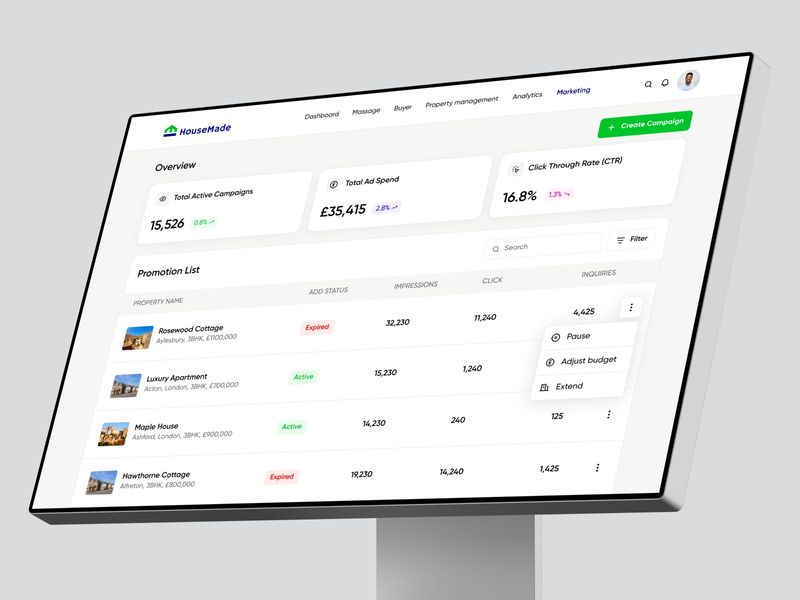 HouseMade – Real Estate Dashboard