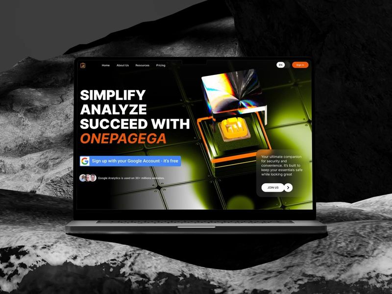 OnePageGA Marketing Site Header Concept