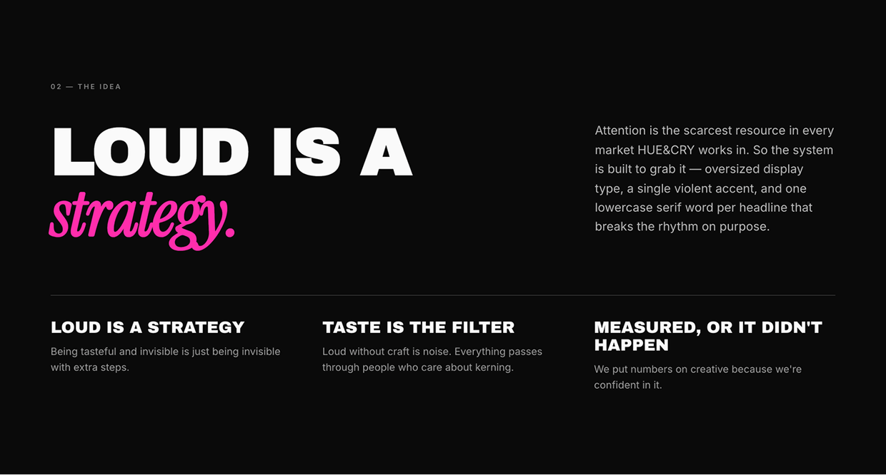 Hue&Cry — Visual Identity & Website Image 2