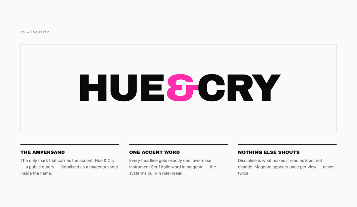 Hue&Cry — Visual Identity & Website Image 3