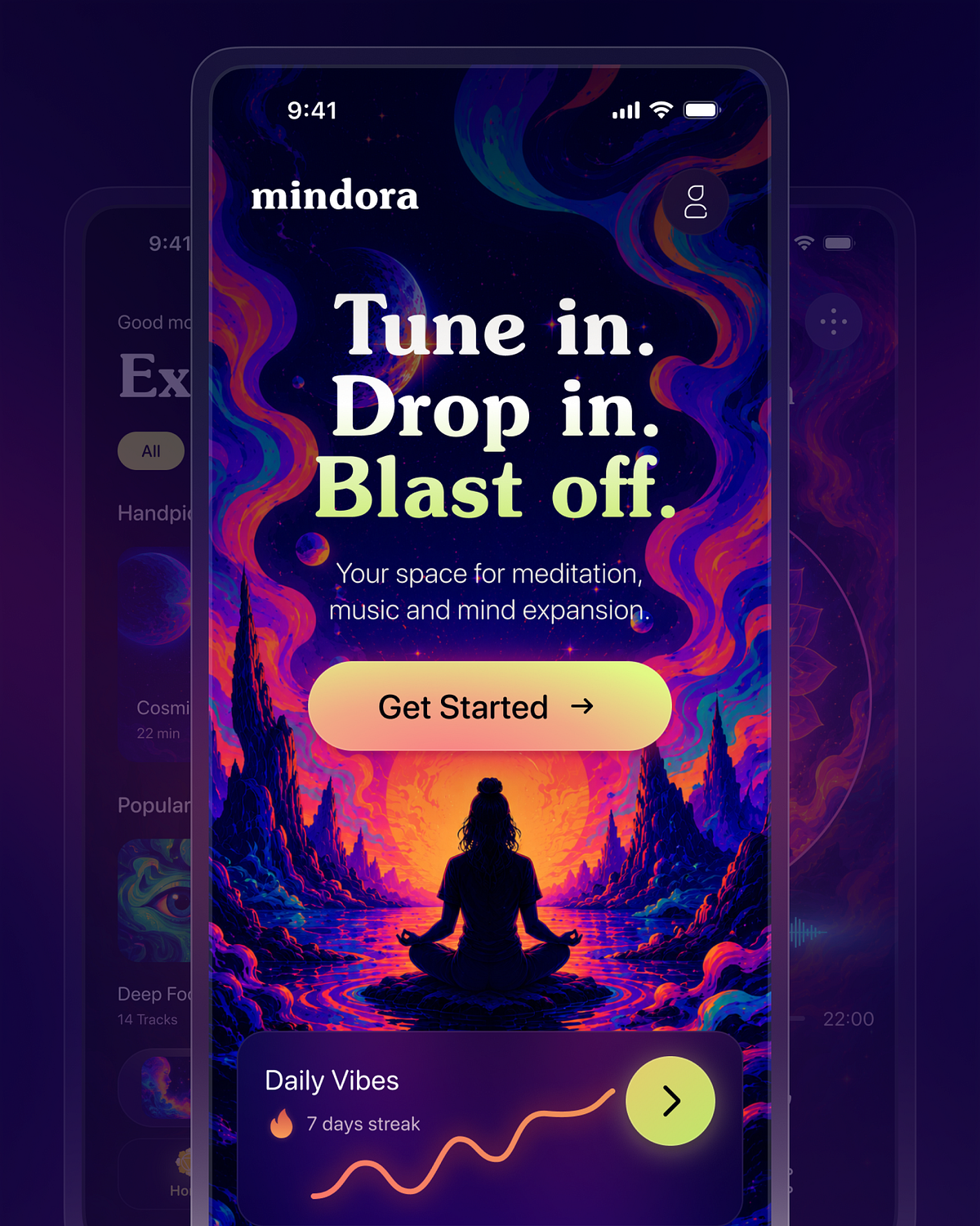 Mindora: Psychedelic Meditation App Concept Image 2