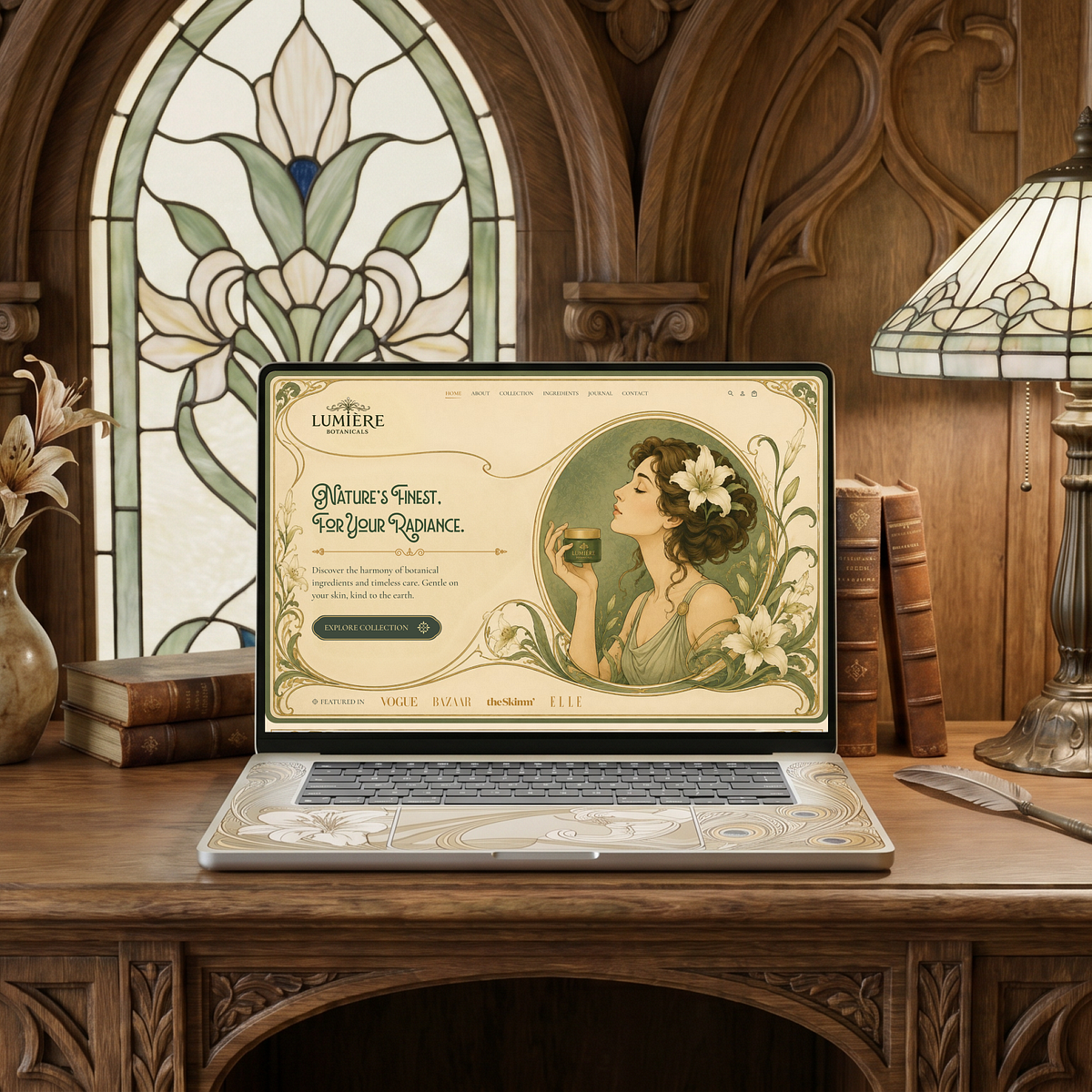 Art Nouveau UI Exploration | Premium Beauty Landing Page
