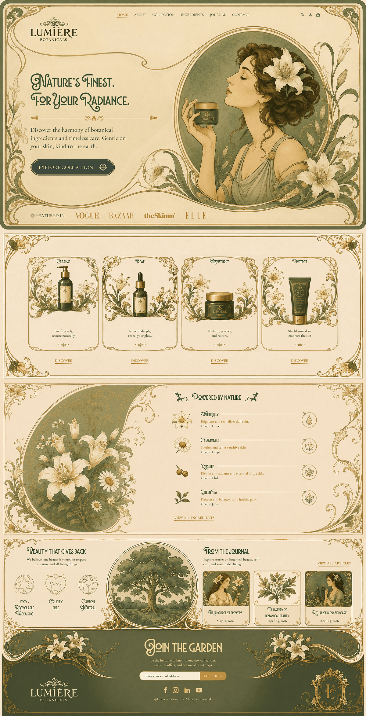 Art Nouveau UI Exploration | Premium Beauty Landing Page Image 0