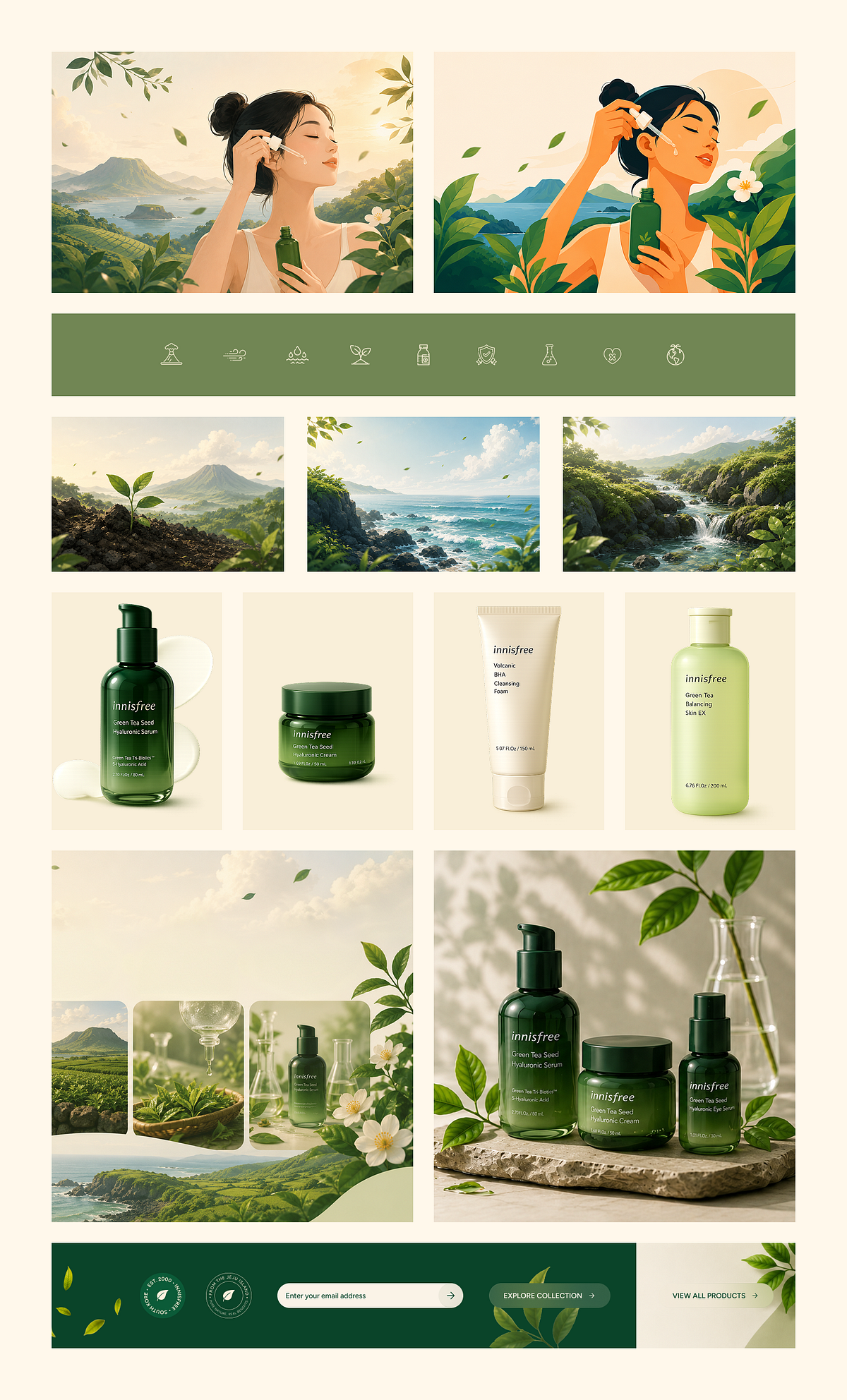 Nature-inspired Skincare Landing Page • Editorial Illustration Image 1