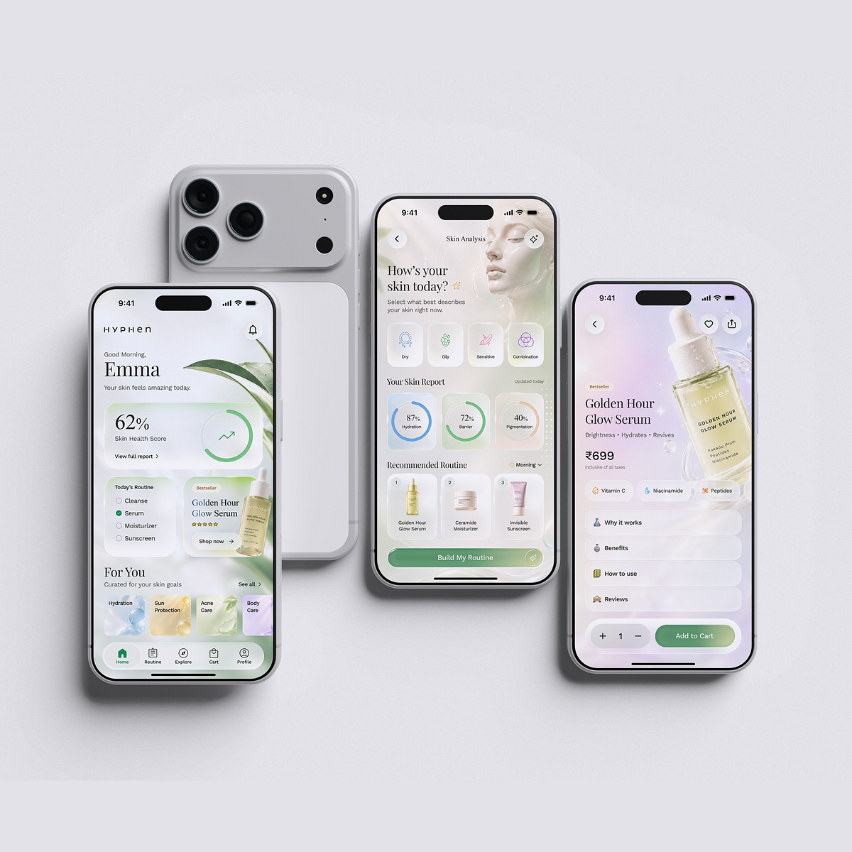 Hyphen Skincare App Redesign • AI-Powered Beauty Experience