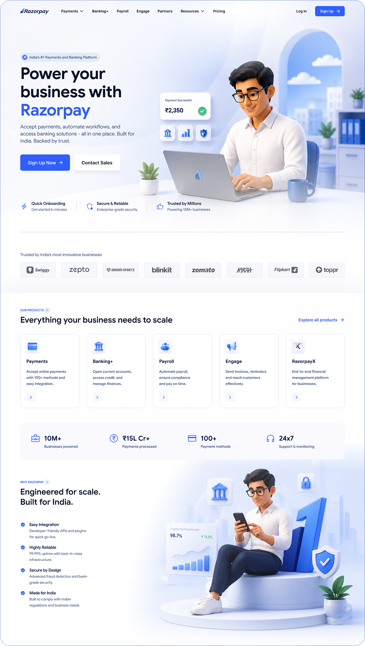Razorpay Landing Page Redesign • Fintech Website Concept Image 0