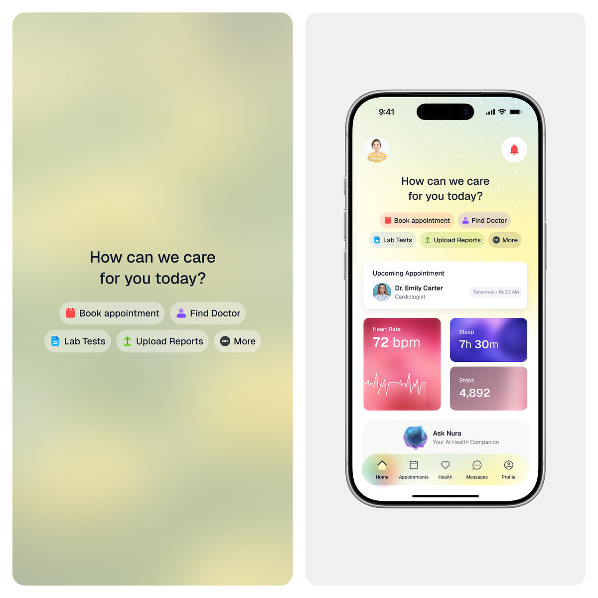 AI Health Companion App | Healthcare UX/UI Design Concept Image 1