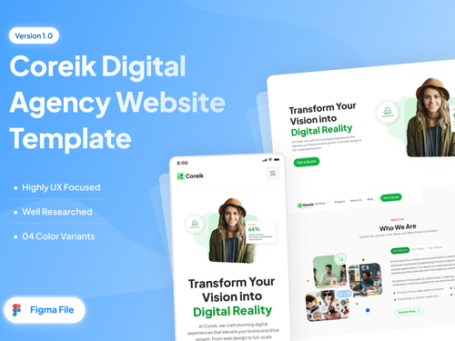 Coreik Digital Agency Website Template — Figma Resources on UI8