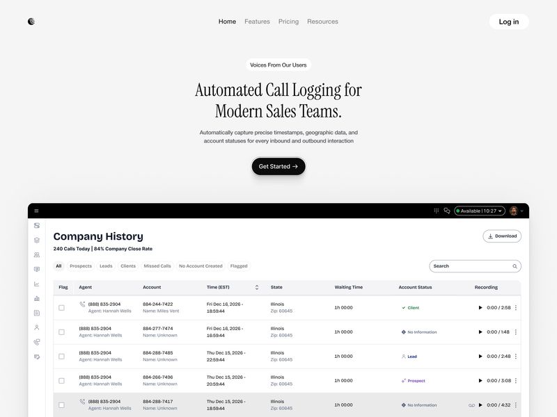 📞 Sales Automation & CRM — Hero UI Layout