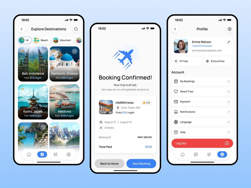 Roamly – Travel Booking Mobile App UI