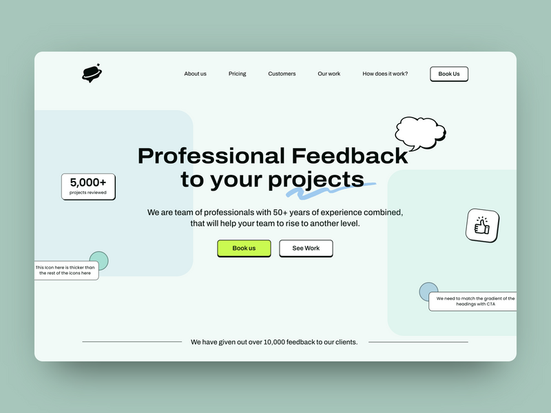 Hero section for a feedback platform