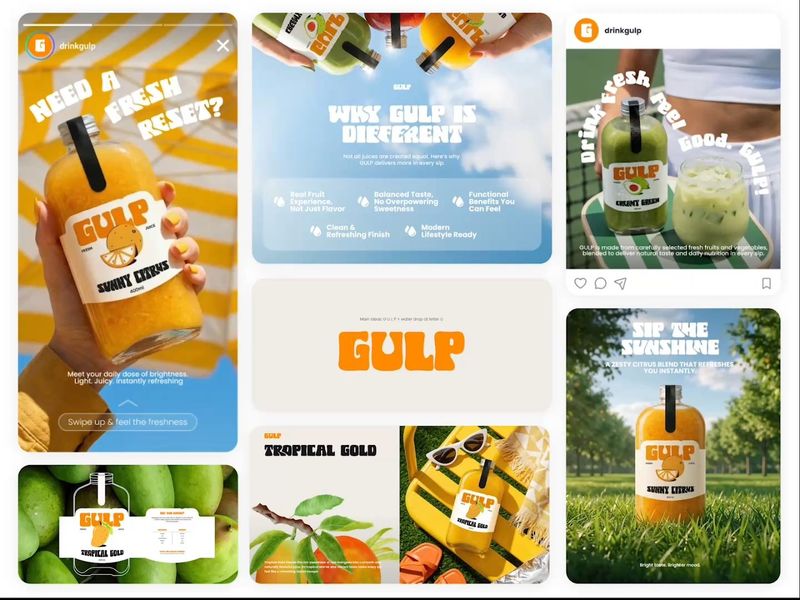 Gulp Juice - Full Brand Identity & Social Media Design