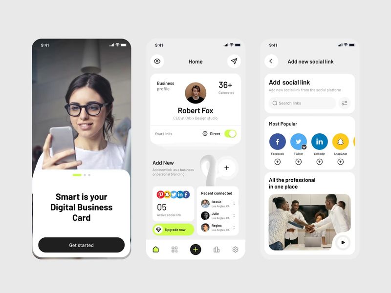 Digital Business Card & Social Link App | Mobile UI Design