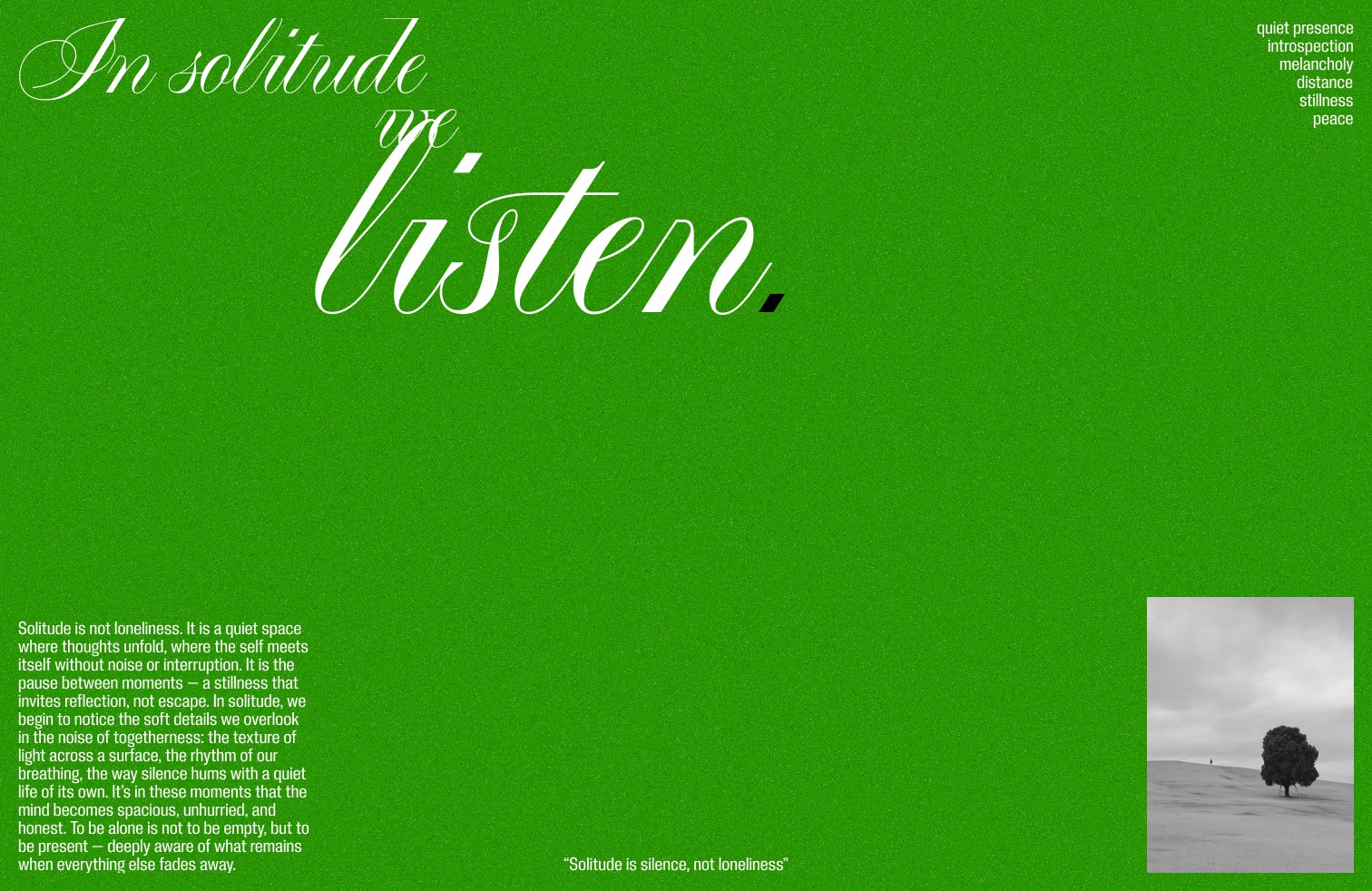 Type & Layout Exploration: Solitude Image 1