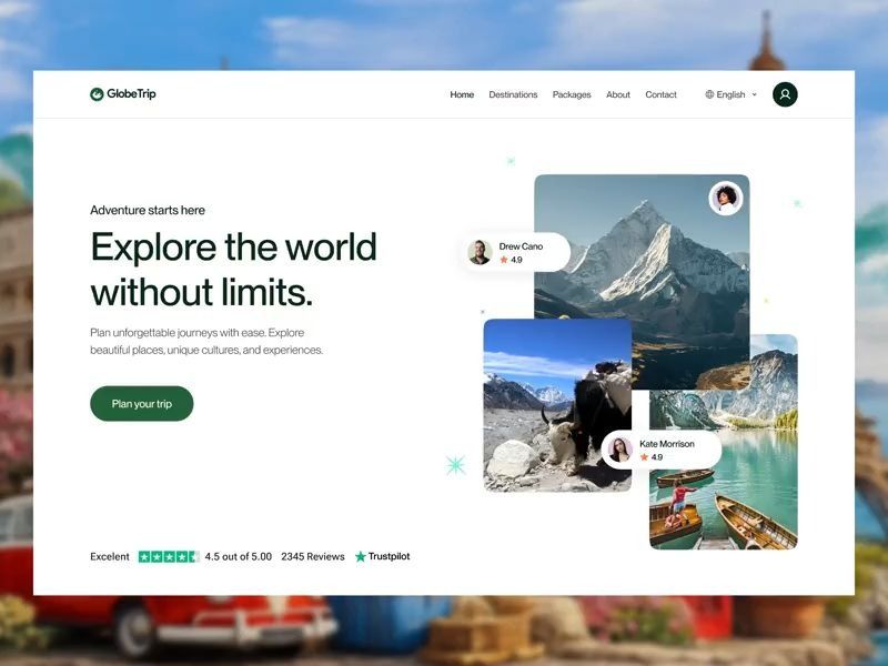 GlobeTrip Website Hero Exploration