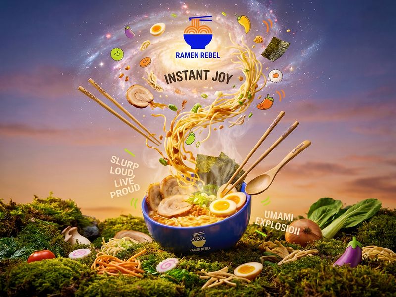 RAMEN REBEL | Dopamine Noodle Identity by Up-Brands™