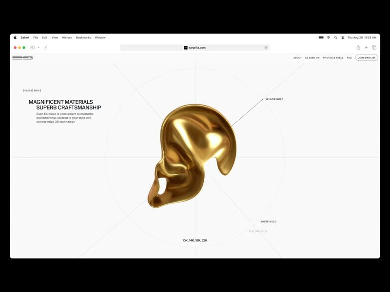 Website Design for Avant-Garde Jewelry Product