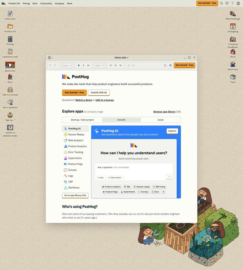 Screenshot taken from posthog.com