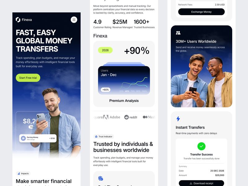 Finance SaaS Landing Page - Mobile version