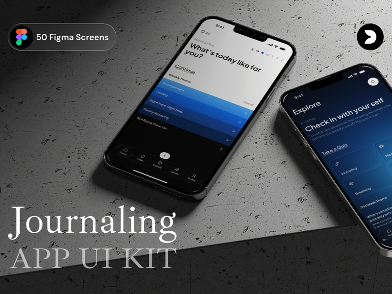 Aura – Journaling & Mindfulness Mobile UI Kit - Mobile design asset by ui8
