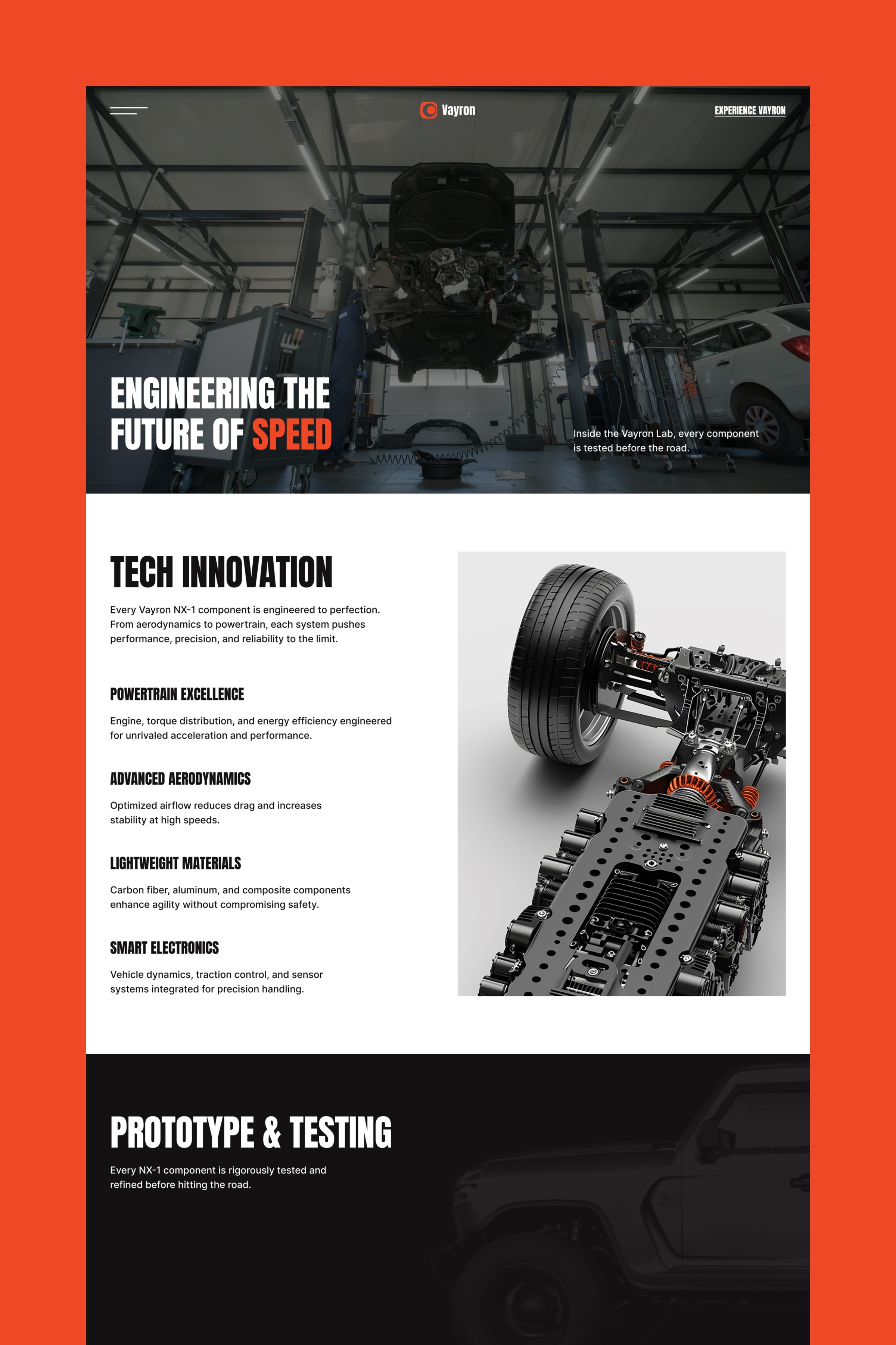 VAYRON Electric Vehicle Website Template Image 0