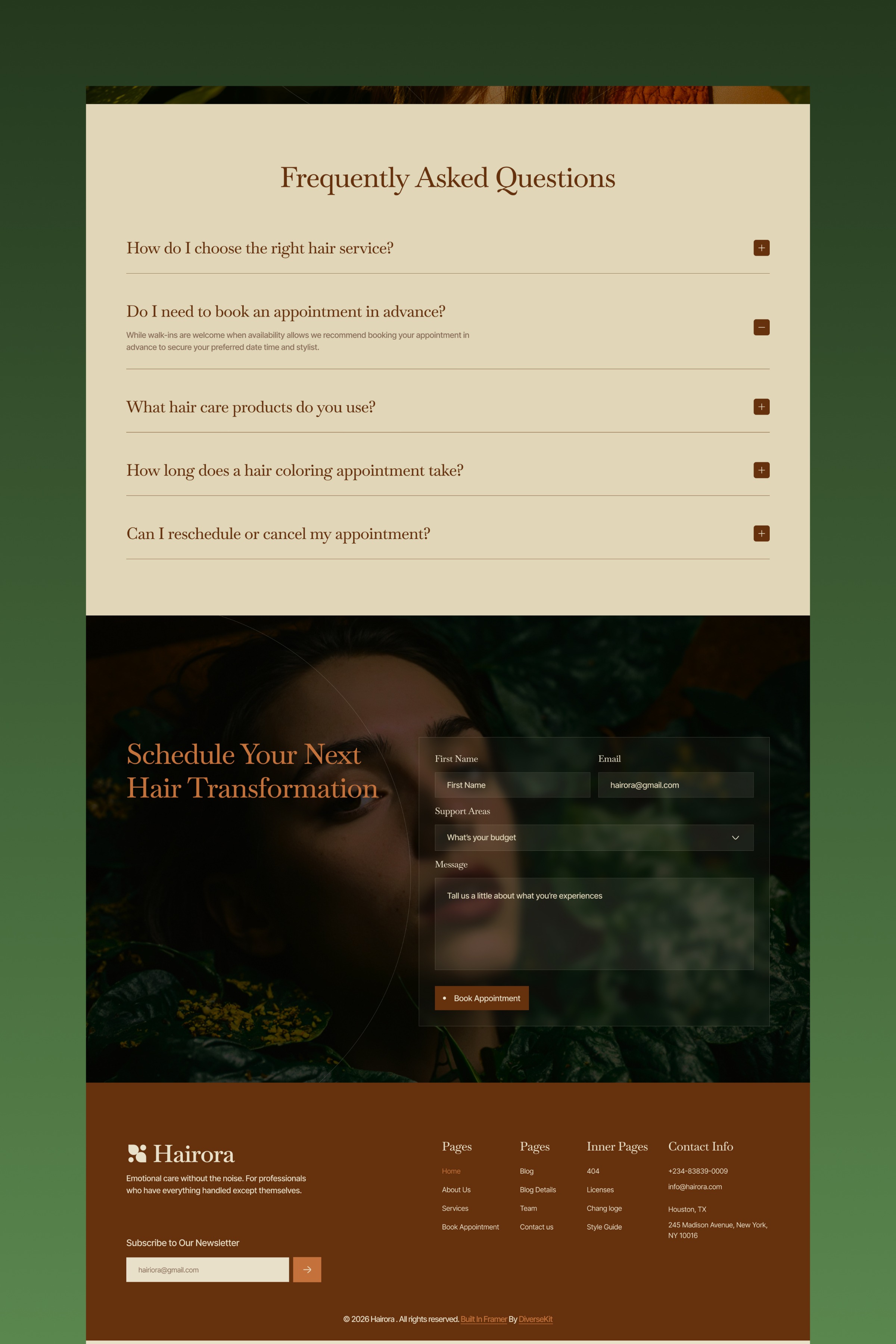 Hairora Premium Hair Salon Framer Template Image 0