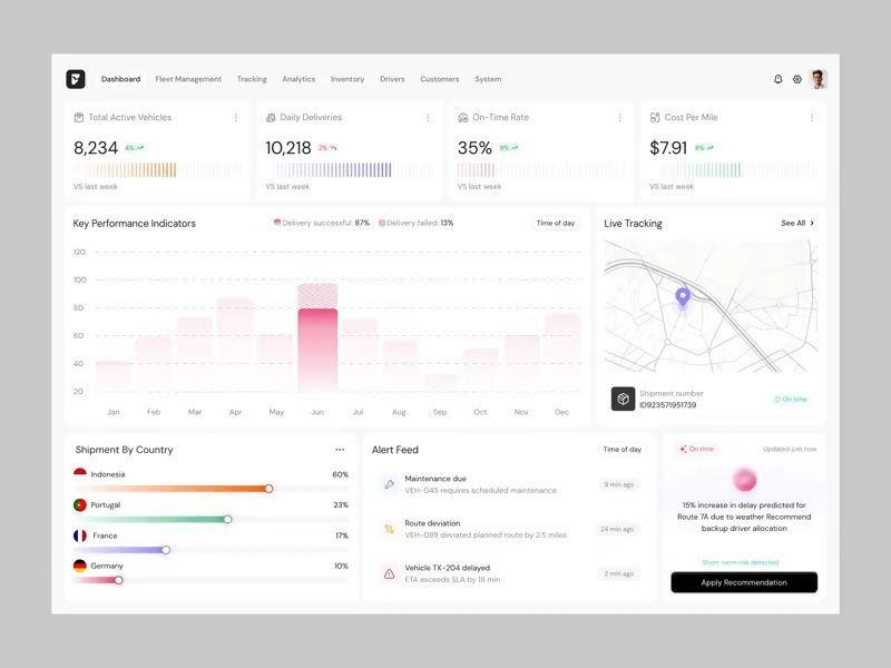 Logistics & Fleet Management Analytics Dashboard UI Design