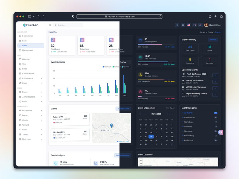 Durxen Multi-Framework Premium Admin Dashboard Builder