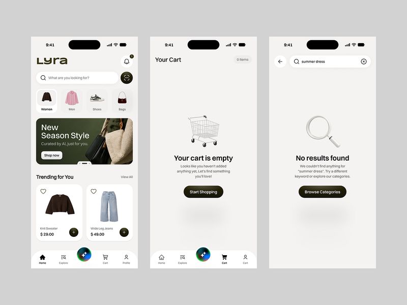 Lyra — AI-Powered Fashion Shopping App Design